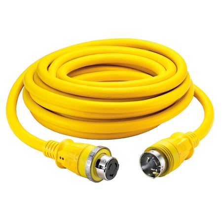 Hubbell Wiring Device-Kellems Locking Devices, Twist-Lock, Marine Grade, Ship to Shore Cableset, 50A 125/250V, 3-Pole 4-Wire Grounding, Non-NEMA, Yellow, LED Indicators HBL61CM42LED